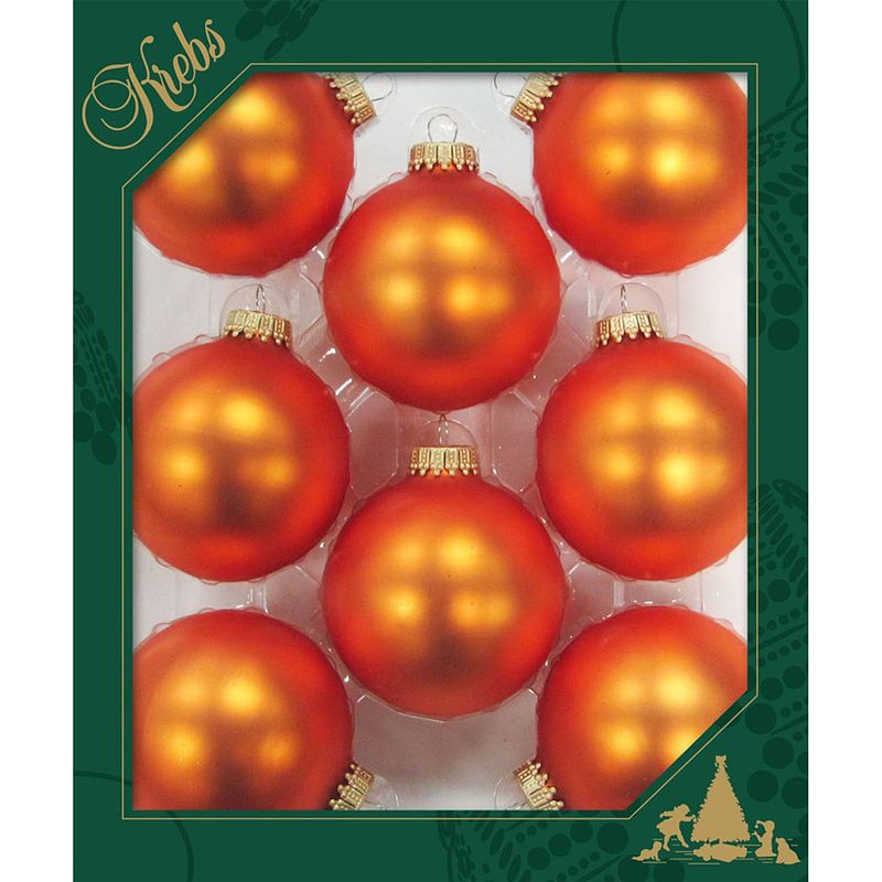 Foto van 8x wildfire velvet oranje glazen kerstballen 7 cm kerstboomversiering - mat - kerstversiering/kerstdecoratie oranje