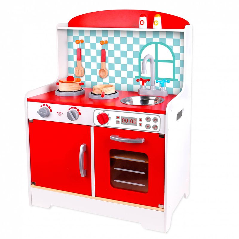 Foto van Tooky toy speelgoedkeuken junior 80 x 60 cm hout rood