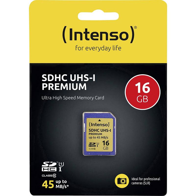 Foto van Intenso premium sdhc-kaart 16 gb class 10, uhs-i