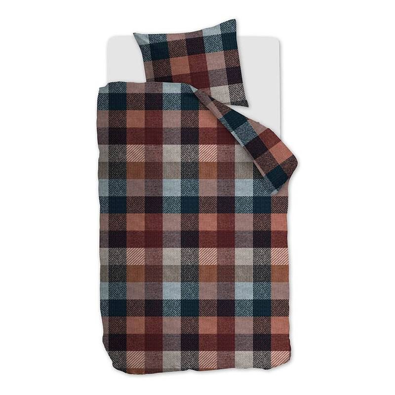 Foto van Beddinghouse beckett flanel dekbedovertrek - 1-persoons (140x200/220 cm + 1 sloop) - flanel - terra