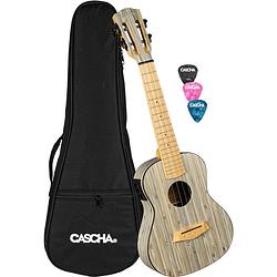 Foto van Cascha hh 2316e bamboo graphite e/a concert ukelele set