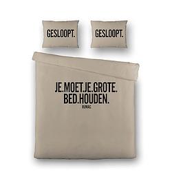 Foto van Dekbedovertrek rumag - lits-jumeaux (240x220 cm) - beige microvezel - dessin: tekst - rumag - dekbed-discounter.nl
