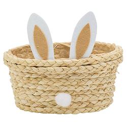 Foto van Paasmandje rabbit ears kunststof beige 17 cm - feestdecoratievoorwerp