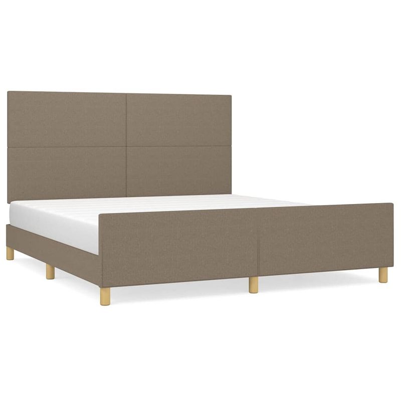 Foto van The living store bedframe met hoofdeinde stof taupe 180x200 cm - bed