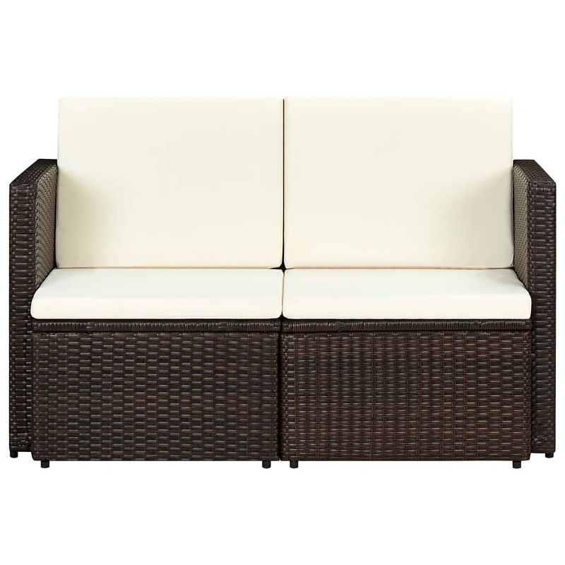 Foto van The living store tuinbank 2-zits bruin poly rattan - 118x65x74 cm - waterbestendig