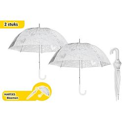 Foto van Paraplu transparant - hartjes paraplu 2 stuks -transparant met handopening ø 95 cm-fashion dessin