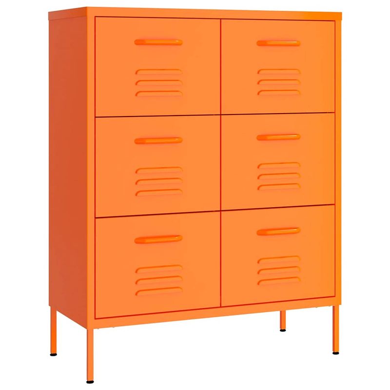 Foto van The living store ladekast - ladekasten - 80x35x101.5 cm - staal - oranje