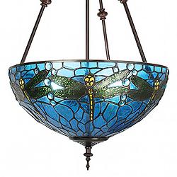 Foto van Haes deco - hanglamp tiffany blauw ø 41x136 cm e27/max 2x40w