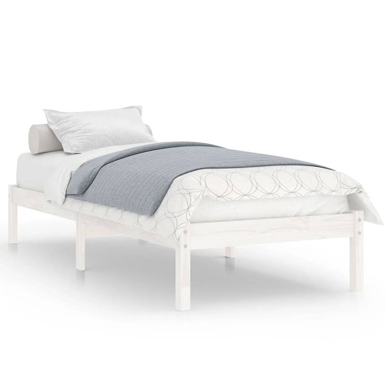 Foto van The living store bedframe - grenenhout - 205.5 x 105.5 x 31 cm - wit