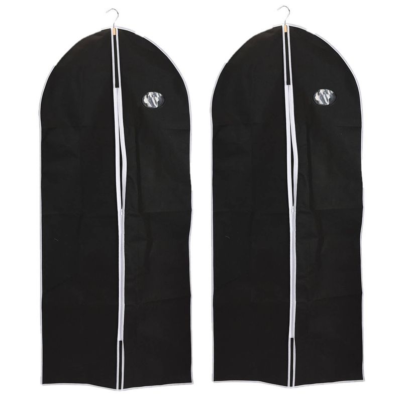 Foto van 2x stuks zwarte kledinghoezen 60 x 135 cm voor kleding - kledinghoezen