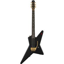 Foto van Evh limited edition star eb stealth black with gold hardware elektrische gitaar met gigbag