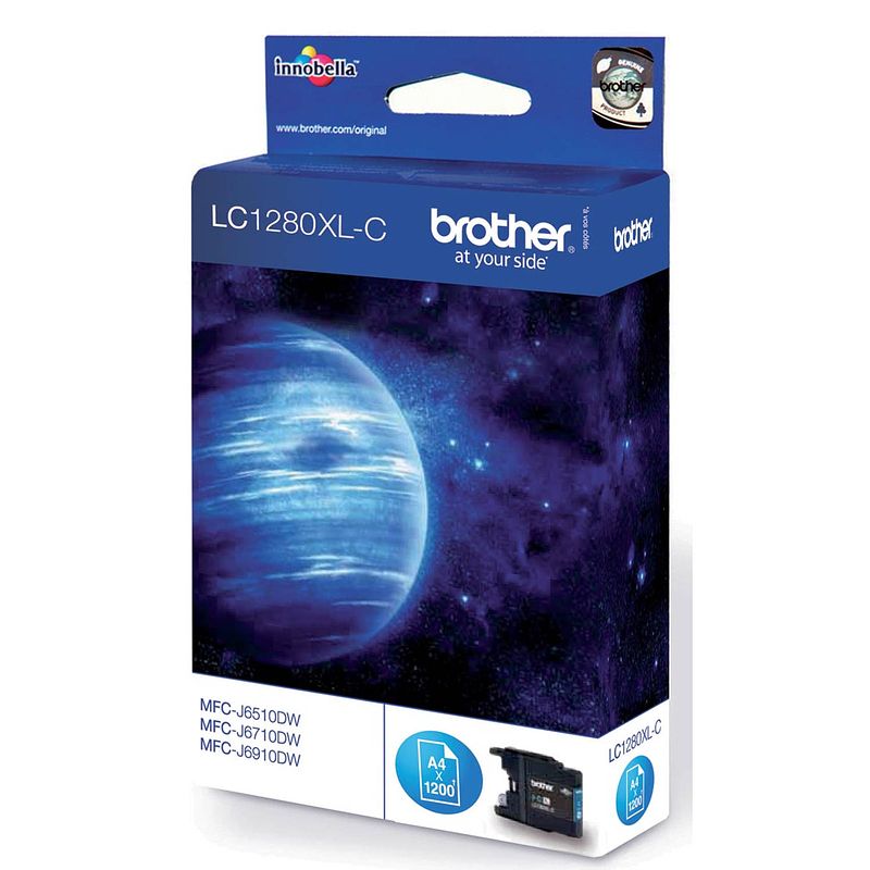 Foto van Brother inktcartridge, 1.200 pagina'ss, oem lc-1280xlc, cyaan 5 stuks