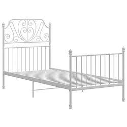 Foto van The living store metalen bedframe - wit - 206 x 94 x 124 cm - massieve constructie - geschikt voor 90 x 200 cm matras -