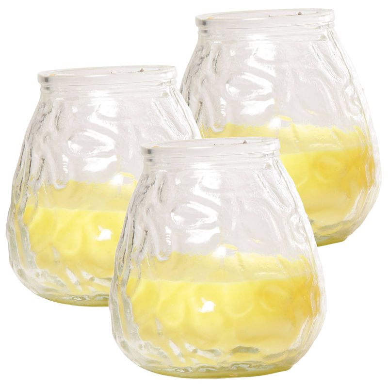 Foto van Set van 3x stuks citronella lowboy tafelkaarsen 10 cm - waxinelichtjes