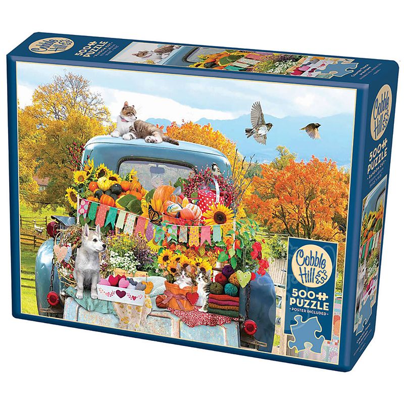 Foto van Cobble hill puzzle 500 pieces - country truck in autumn