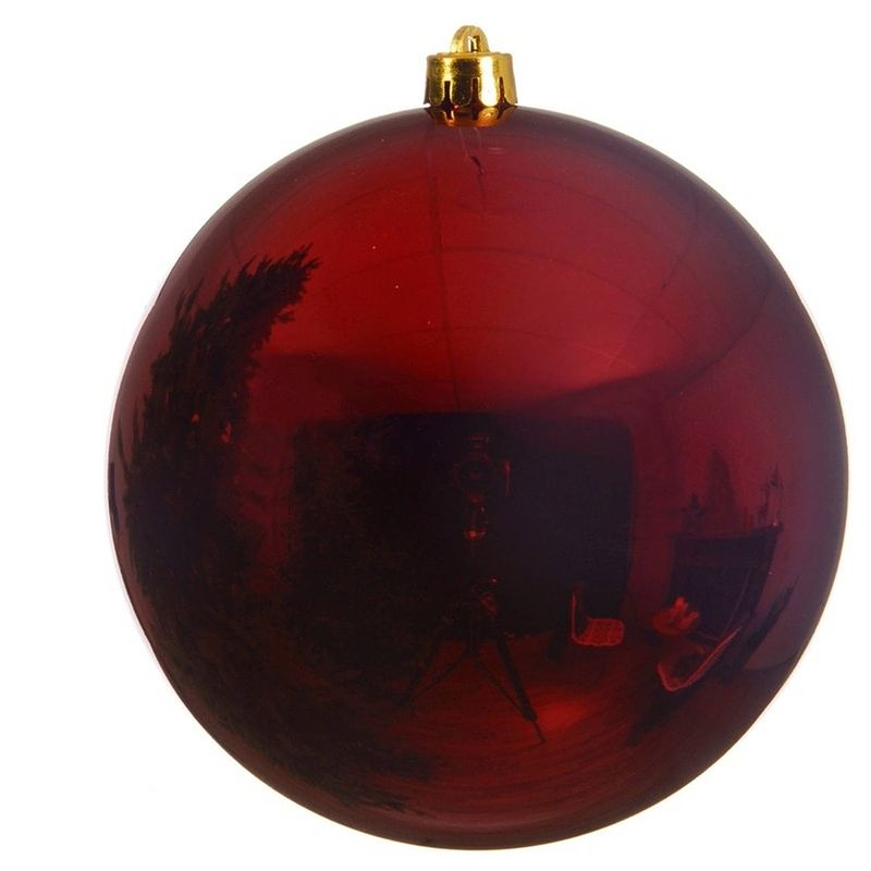 Foto van Grote raam/deur/kerstboom decoratie donker rode kerstballen 20 cm glans - kerstbal