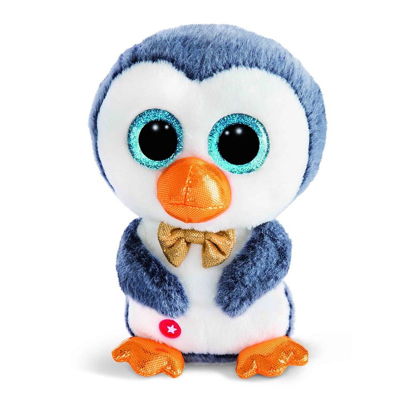 Foto van Nici pinguin sniffy - pluche knuffel - wit/blauw - 15 cm - knuffeldier