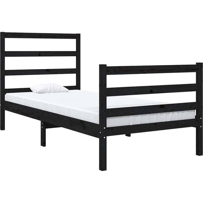 Foto van The living store bedframe - houten - enkel - zwart - 195.5 x 96 x 100 cm