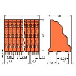 Foto van Wago 737-404 drie niveau klem 2.50 mm² aantal polen 12 oranje 48 stuk(s)