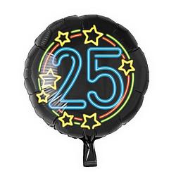 Foto van Paper dreams folieballon cijfer 25 rond 46 cm zwart/blauw