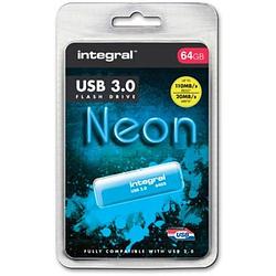 Foto van Integral neon usb 3.0 stick, 64 gb, blauw