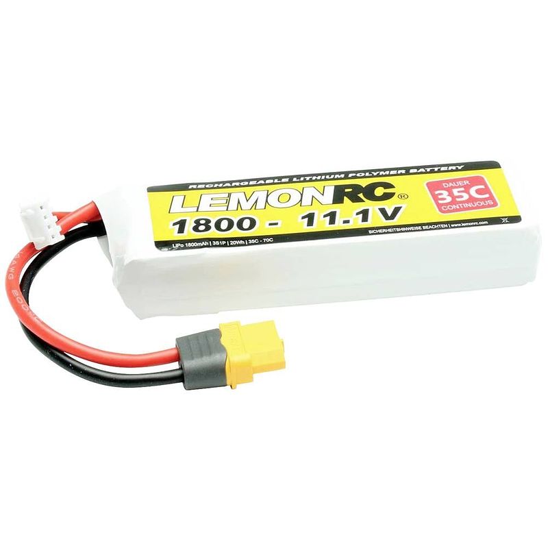 Foto van Lemonrc lipo accupack 11.1 v 1800 mah aantal cellen: 3 35 c softcase xt60