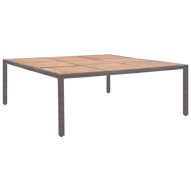 Foto van Vidaxl tuintafel 200x200x74 cm poly rattan en acaciahout grijs