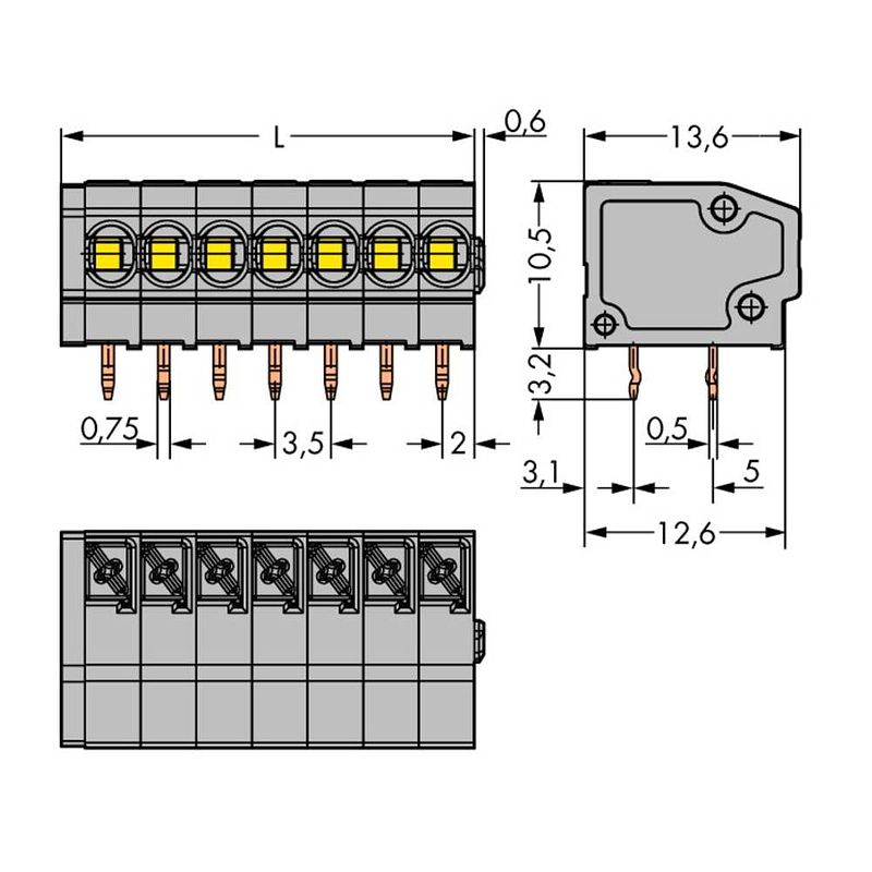 Foto van Wago 805-306 veerkrachtklemblok 1.50 mm² aantal polen 6 grijs 220 stuk(s)