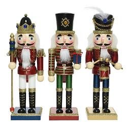 Foto van 3x stuks kerstbeeldje houten notenkraker poppetje/soldaat 25 cm kerstbeeldjes - kerstbeeldjes