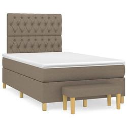 Foto van The living store boxspringbed - taupe - 203x120x118/128 cm - verstelbaar hoofdbord