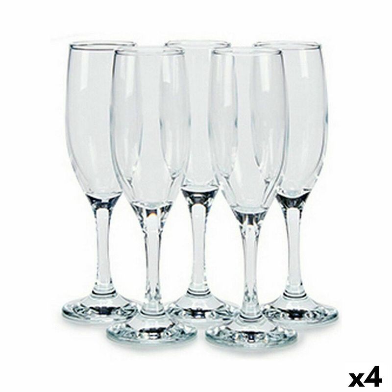 Foto van Set van bekers bistro champagne transparant glas 190 ml (4 stuks)