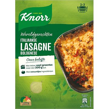 Foto van 1+1 gratis | knorr wereldgerechten italiaanse lasagne bolognese 192g aanbieding bij jumbo