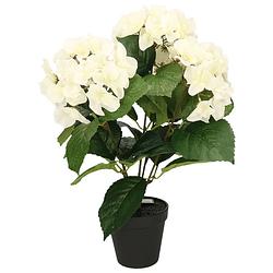 Foto van Witte hortensia hydrangea macrophylla kunstplant in kunststof pot 40 cm - kunstplanten