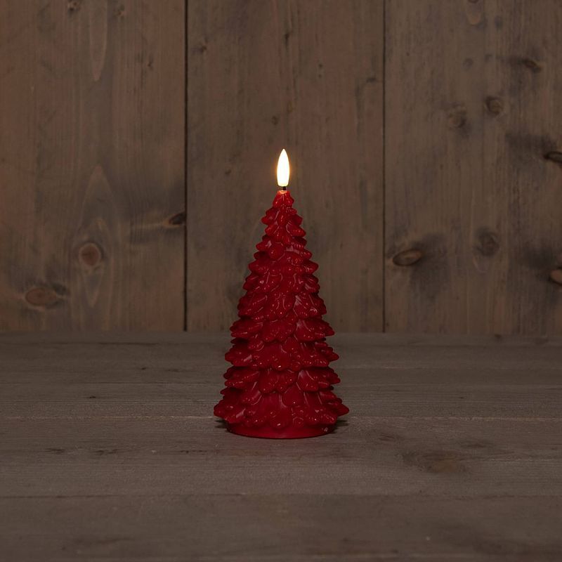 Foto van Anna'ss collection - b.o.t. 3d wick red christmas tree wax 9,5x20 cm