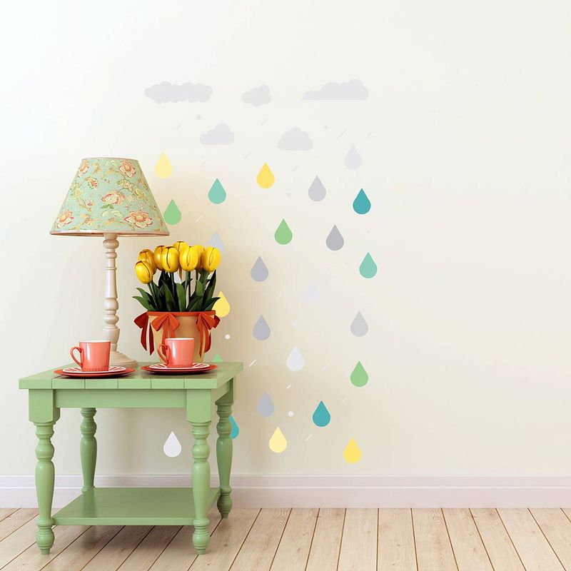 Foto van Walplus home decoratie sticker - wolken & regendruppels
