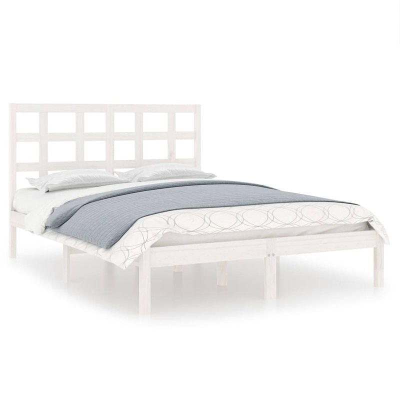 Foto van The living store bedframe grenenhout - wit - 205.5 x 125.5 x 31 cm - geschikt voor 120 x 200 cm matras - multiplex