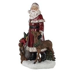 Foto van Clayre & eef kerstdecoratie beeld kerstman 17*13*29 cm rood kunststof decoratief figuur decoratieve accessoires