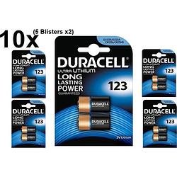 Foto van 10 stuks (5 blisters a 2st) - duracell cr123 cr123a 3v lithium batterij (duo pack)
