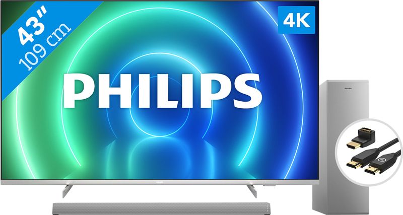 Foto van Philips 43pus7556 + soundbar + hdmi kabel