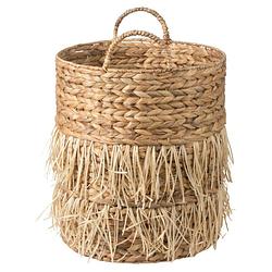 Foto van Compactor mand 36 x 41 cm wateryacinth/jute beige