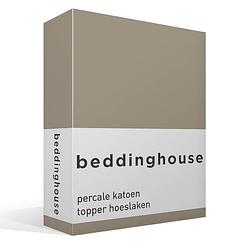 Foto van Beddinghouse percale katoen topper hoeslaken - 100% percale katoen - lits-jumeaux (160x210/220 cm) - taupe