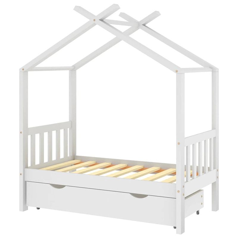 Foto van Vidaxl kinderbedframe met lade massief grenenhout 70x140 cm wit