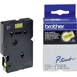 Foto van Brother tc tape voor p-touch 9 mm, zwart op geel