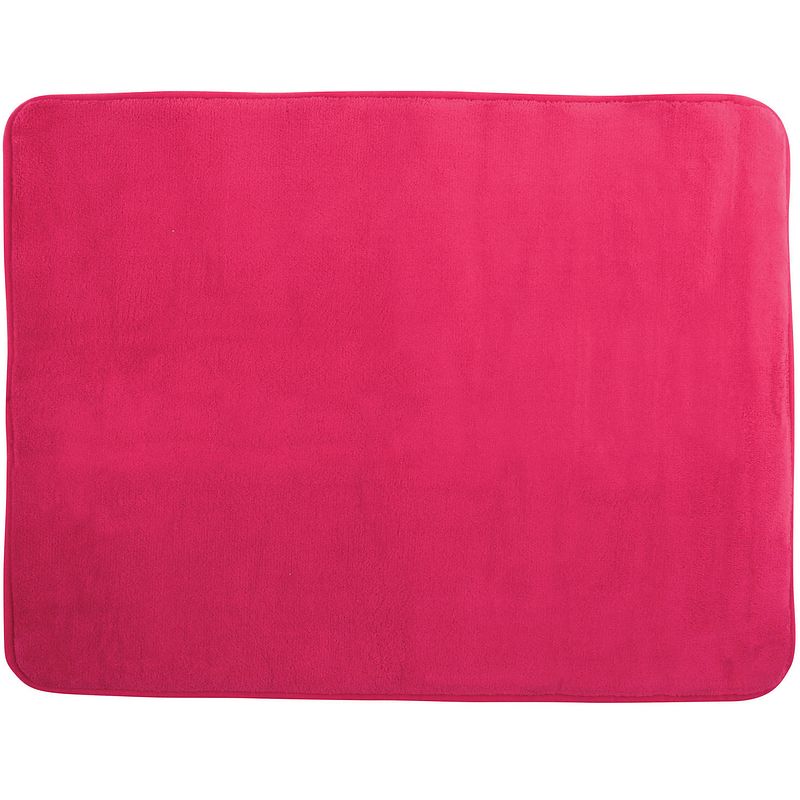 Foto van Msv badkamerkleedje/badmat tapijt - voor op de vloer - fuchsia roze - 50 x 70 cm - badmatjes