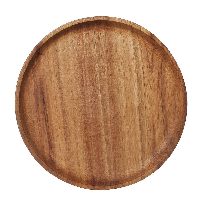 Foto van Kaarsenbord/kaarsenplateau bruin hout rond d22 cm - dienblad met opstaande rand van 2 cm.