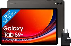 Foto van Samsung galaxy tab s9 plus 12.4 inch 256 gb wifi en 5g zwart + samsung oplader