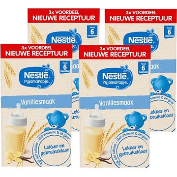 Foto van Nestle pyjamapapje® vanille 6+ baby pap 4 x 3 stuks bij jumbo