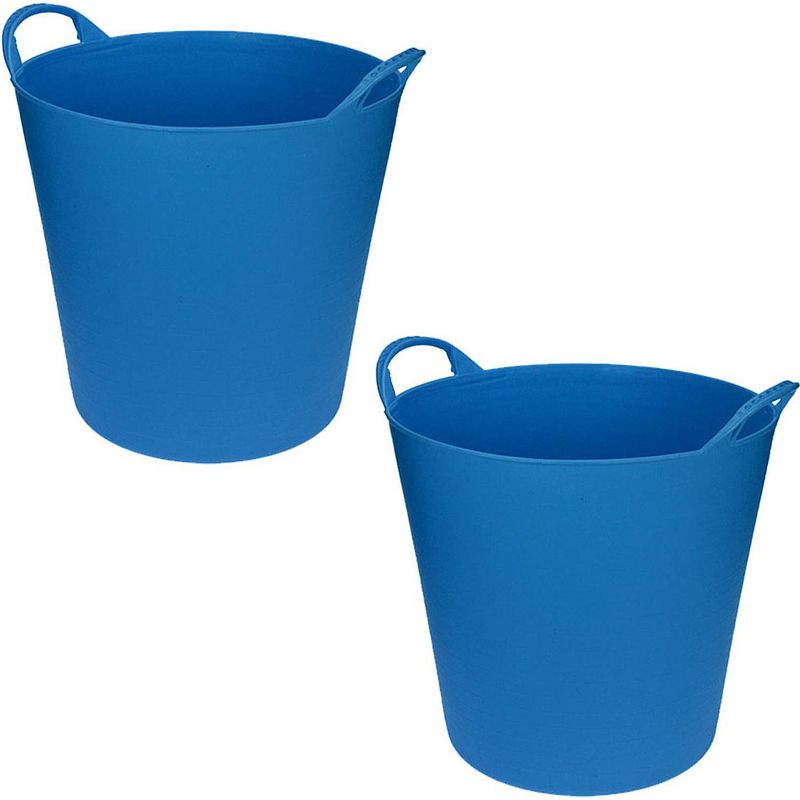 Foto van 2x stuks flexibele emmers/wasmanden/kuipen blauw 20 liter - wasmanden