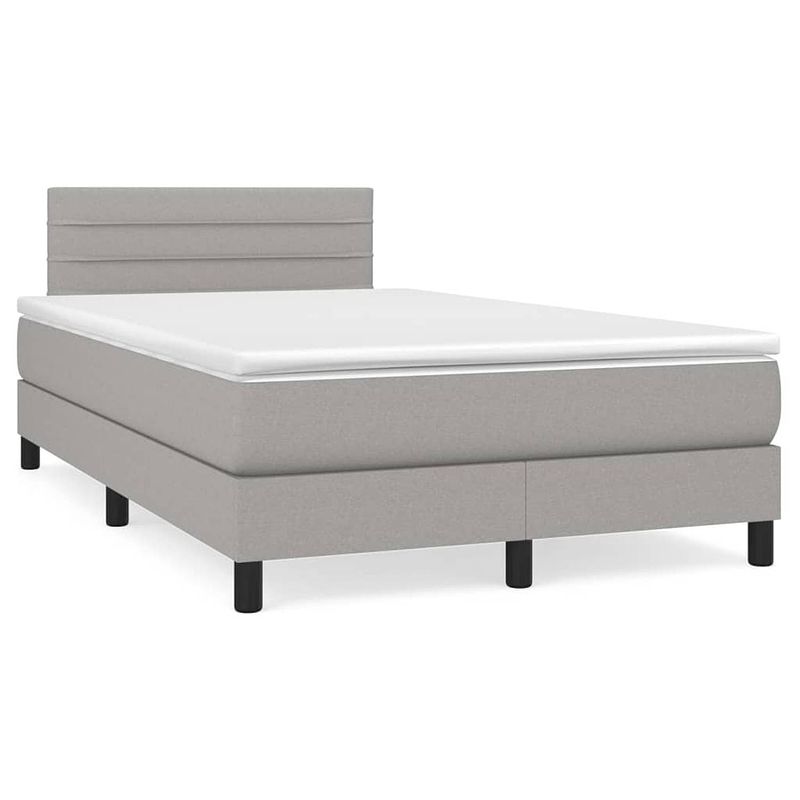 Foto van The living store boxspringbed - lichtgrijs - 203 x 120 x 78/88 cm - duurzaam - verstelbaar hoofdbord - pocketvering