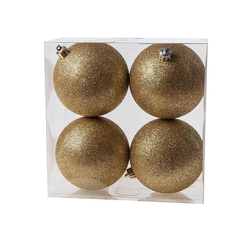 Foto van Cosy @home kerstballen goud glitter ø 10 cm - 4 stuks